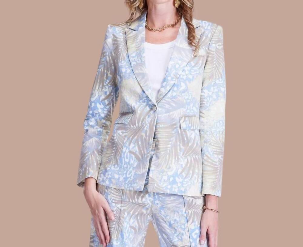 NEW JADE desert palm button blazer in blue